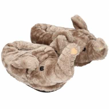 Dames dieren olifant sloffen/sloffen voor volwassenen maat 42/44