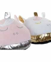 Eenhoorn voetenwarmer slof roze voor meisjes dames sloffen